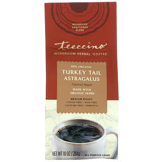 Teeccino, Mushroom Herbal Coffee, Turkey Tail Astragalus, Toasted Maple, Medium Roast, Caffeine Free, 10 oz (284 g)
