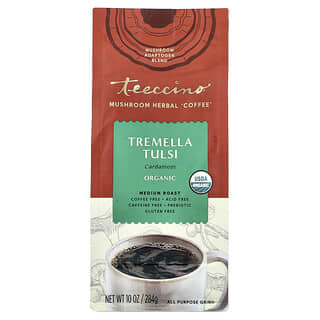 Teeccino, Organic Mushroom Herbal 'Coffee', Tremella Tulsi, Medium Roast, Caffeine Free, 10 oz (284 g)