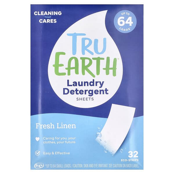 Tru Earth, Eco-Strips®，洗衣液，超濃縮，新鮮亞麻布，32 條
