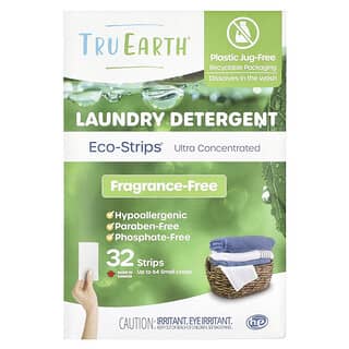 Tru Earth, Lessive Eco-Strips®, Ultraconcentré, Sans parfum, 32 bandes