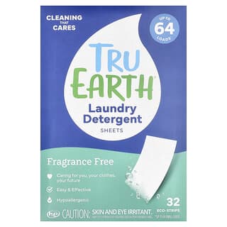 Tru Earth, Eco-Strips®（エコストリップ）、ランドリーデタージェント、高濃縮、無香料、ストリップ32枚