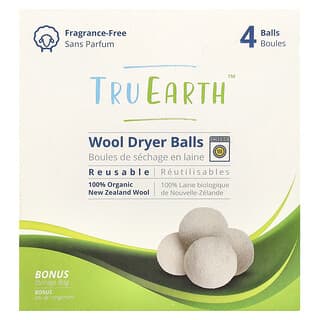 Tru Earth, ウール製ドライヤーボール、無香料、4個