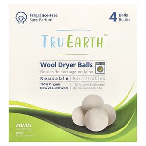 Tru Earth, Wool Dryer Balls, Fragrance-Free, 4 Balls