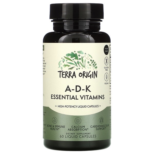 Terra Origin, A-D-K Essential Vitamins, 60 Liquid Capsules