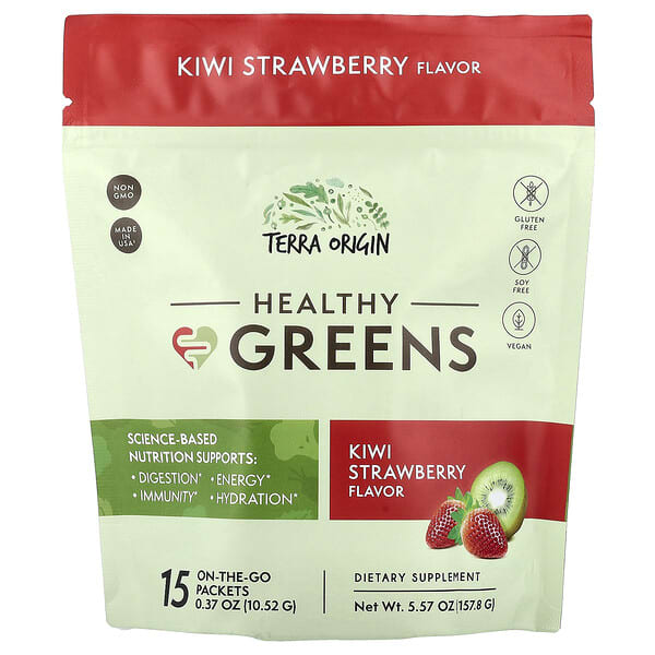 Healthy Greens, Kiwi Strawberry, 15 On-The-Go Packets, 0.37 oz (10.52 g) Each