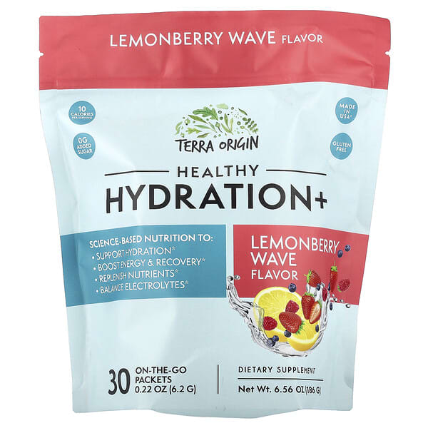 Healthy Hydration+, Lemonberry Wave, 30 On-The-Go Packets, 0.22 oz (6.2 g) Each