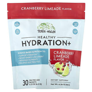 Terra Origin, Healthy Hydration+, Cranberi Limeade, 30 Bungkus Praktis, Masing-Masing 6,2 g (0,22 ons)