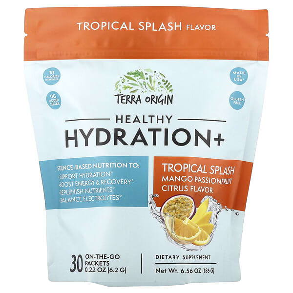 Healthy Hydration+, Tropical Splash, 30 On-The-Go Packets, 0.22 oz (6.2 g) Each