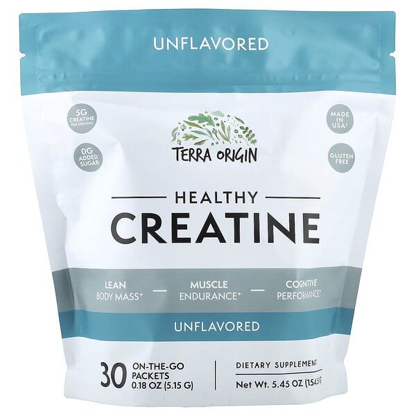 Terra Origin, Healthy Creatine, Unflavored, 30 On-The-Go Packets, 0.18 oz (5.15 g) Each — product photo 1