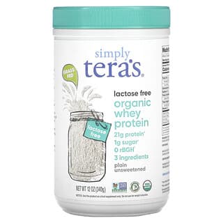 Simply Tera's, Protéines de lactosérum biologiques, nature, non sucrées, 340 g