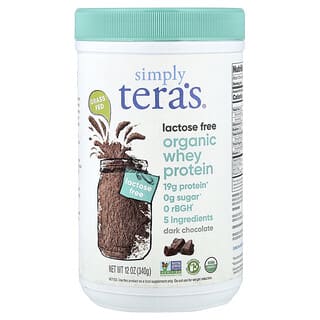 Simply Tera's, Bio tejsavófehérje, laktózmentes, étcsokoládé, 340 g (12 oz)