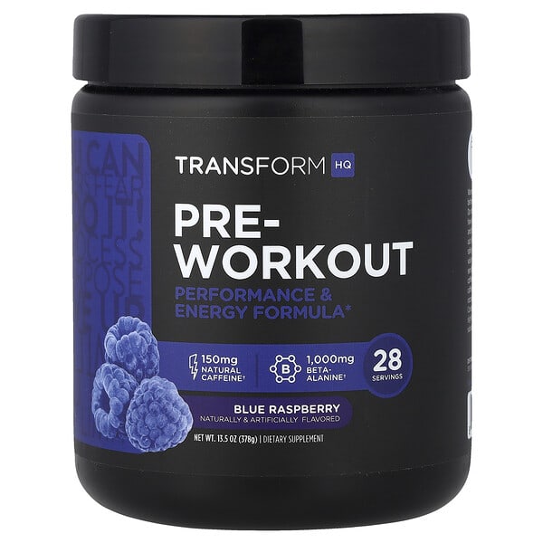 TransformHQ, 운동 전 보충제, 블루 라즈베리, 378g(13.3oz)