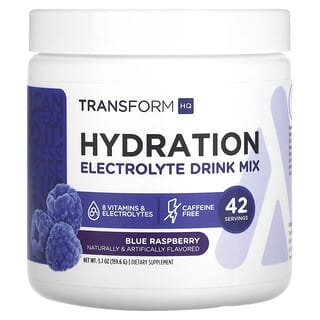 TransformHQ, Hydration, Electrolyte Drink Mix, Caffeine Free, Blue Raspberry, 5.7 oz (159.6 g)