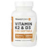 Vitaminas K2 y D3, 120 cápsulas blandas