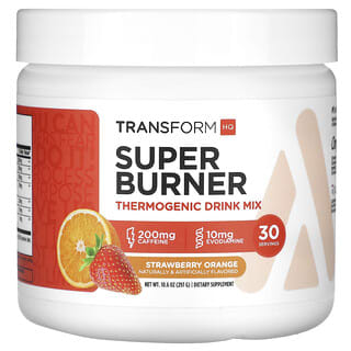 TransformHQ, Super Burner, Préparation pour boisson thermogénique, Fraise et orange, 297 g