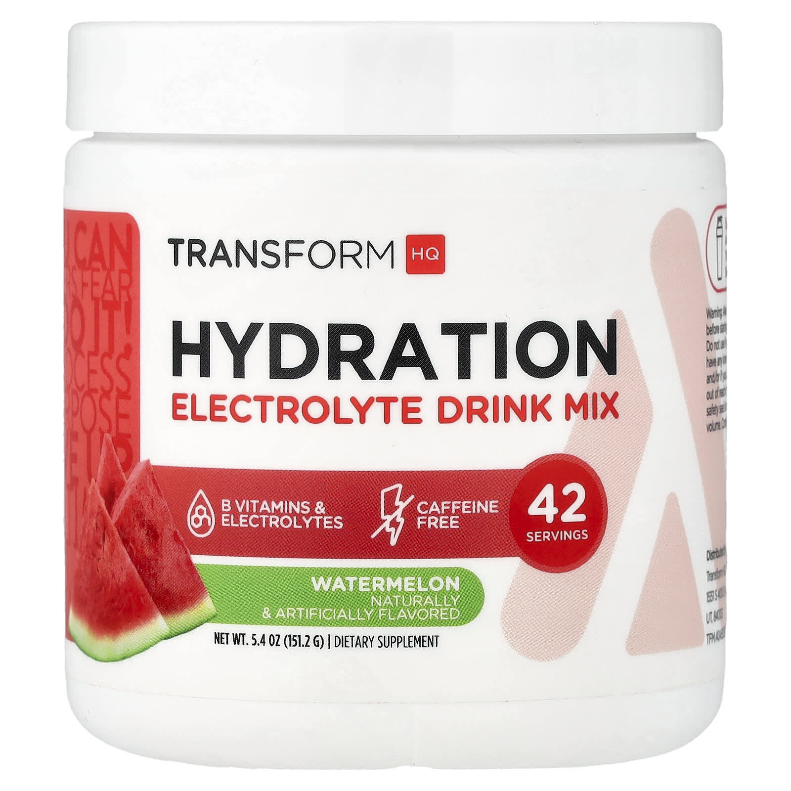 TransformHQ Hydration, Electrolyte Drink Mix, Caffeine Free – Watermelon – 151,2 g de TransformHQ