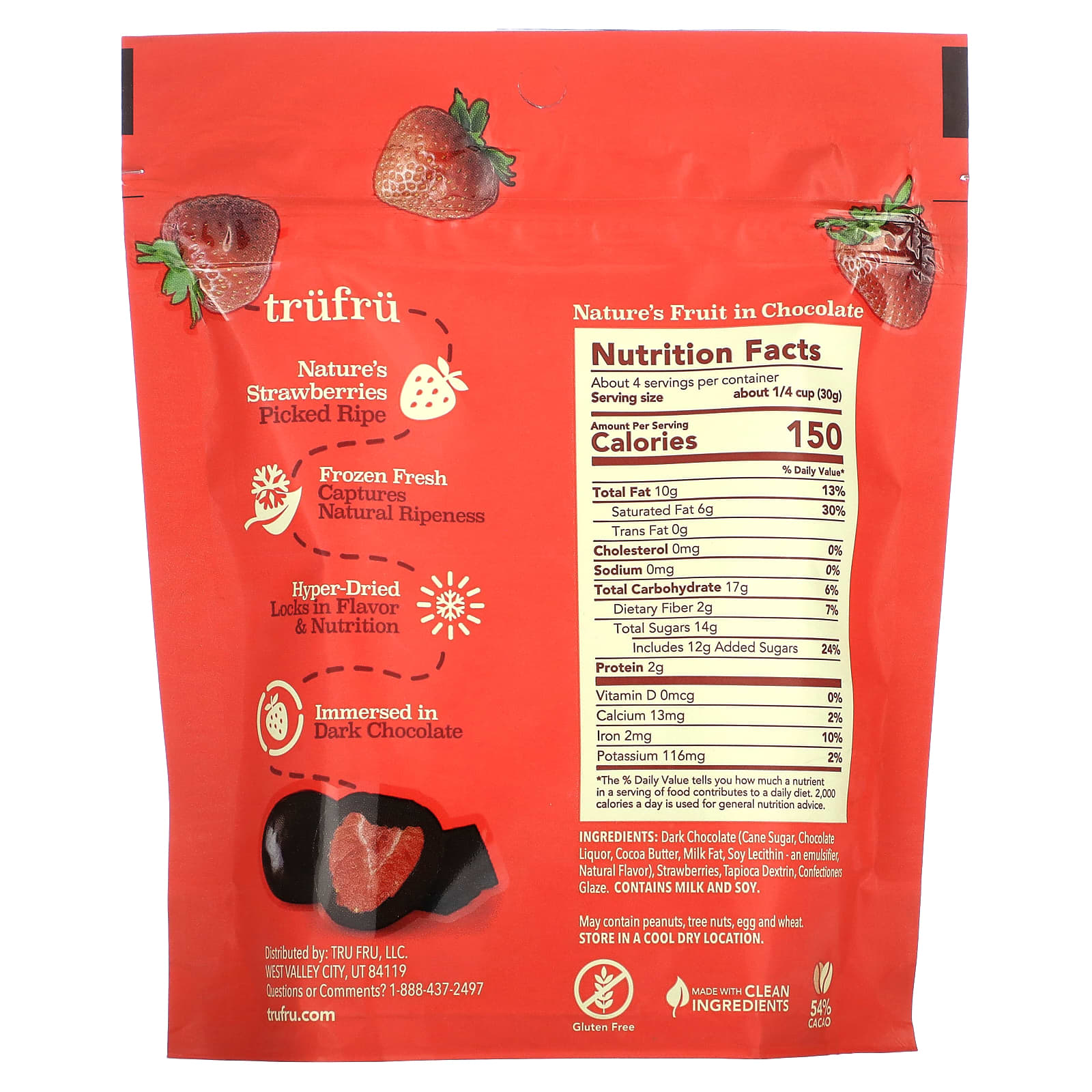 Tru Fru, Nature's Strawberries, Dark Chocolate, 4.2 oz (119 g)