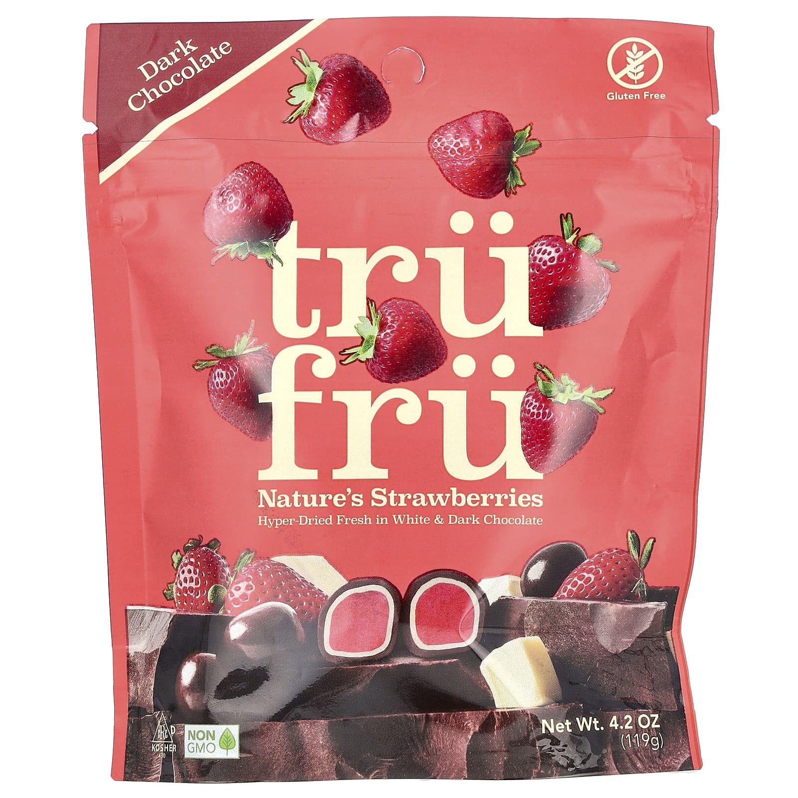 Tru Fru, Nature's Strawberries, Dark Chocolate, 4.2 oz (119 g)