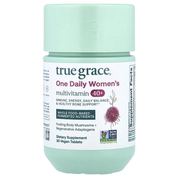 True Grace One Daily Women's Multivitamin 40+, 30 Vegan Tablets