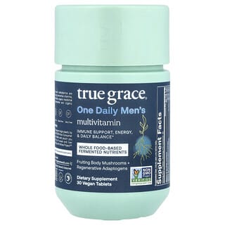 True Grace, Suplemento multivitamínico diario para hombres, 30 comprimidos veganos