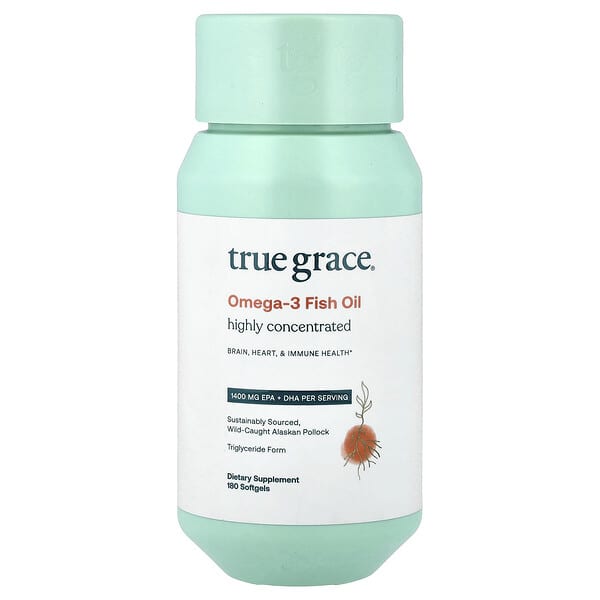 True Grace, Omega-3 Fish Oil, 180 Softgels — product photo 1