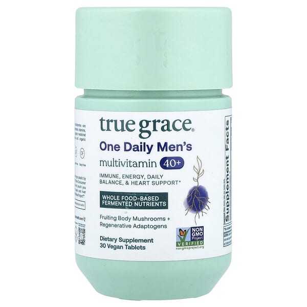 True Grace One Daily Men's Multivitamin 40+, 30 Vegan Tablets