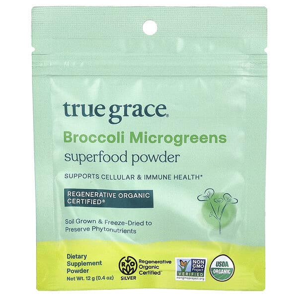 True Grace, Broccoli Microgreens Superfood Powder, 0.4 oz (12 g)