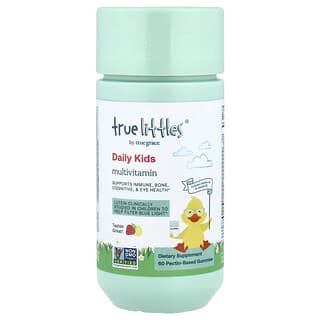 True Grace, True Littles®, Gomitas multivitamínicas de uso diario para niños, Fresa y limón, 60 gomitas a base de pectina