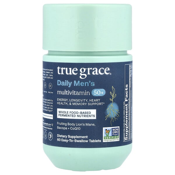 True Grace, 50 歲以上男性每日多維生素，60 片易吞嚥片劑