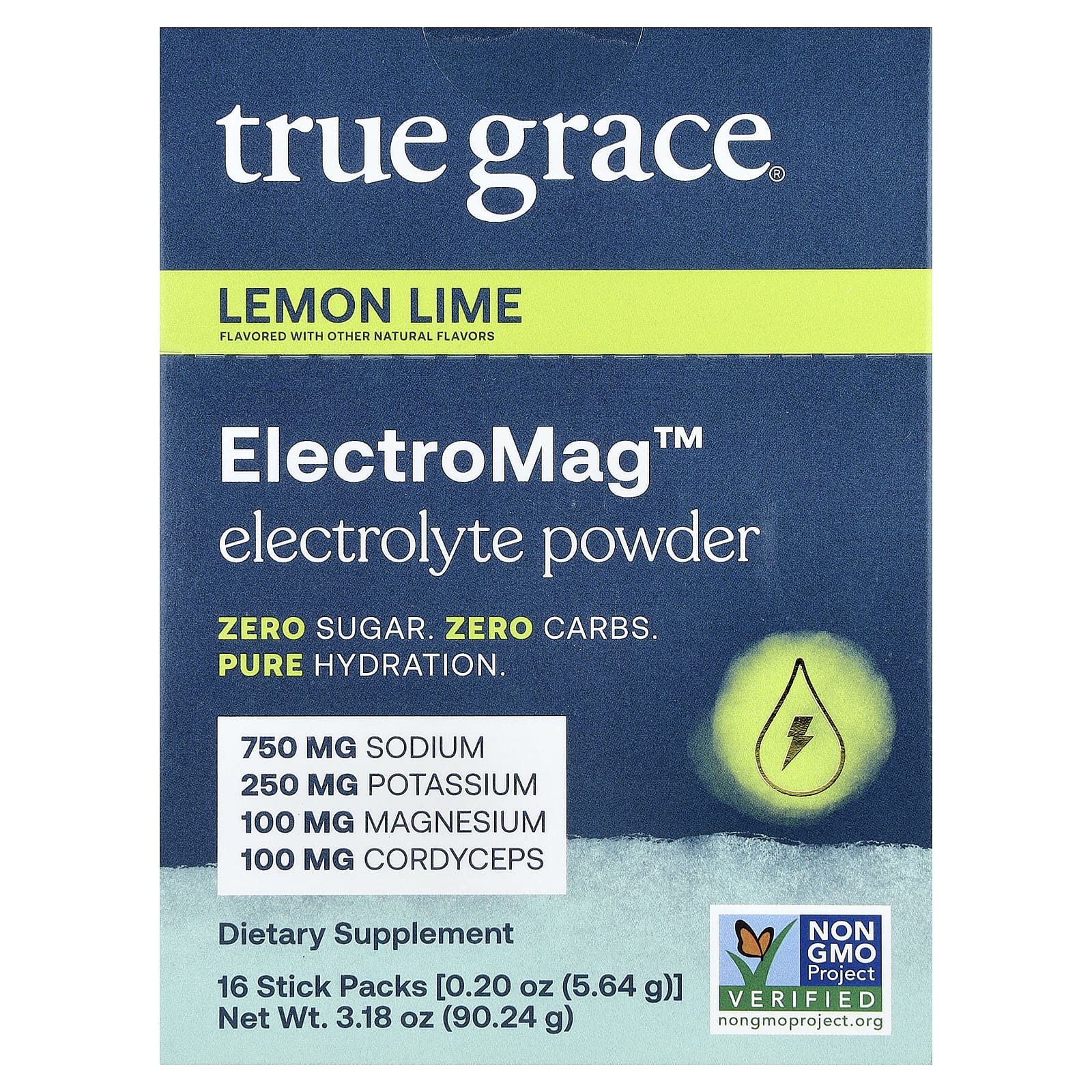 True Grace, ElectroMag™, электролитный порошок, со вкусом лимона и лайма, 16 пакетиков по 5,64 г (0,20 унции)