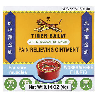 Tiger Balm, Unguento antidolorifico, bianco a concentrazione regolare, 4 g