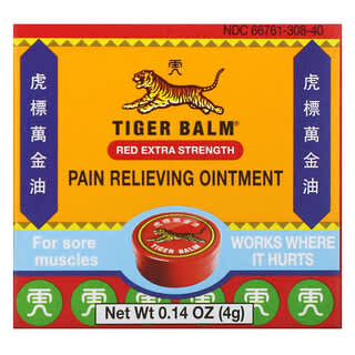 Tiger Balm, Ungüento para aliviar el dolor, Rojo con concentración extra`` 4 g (0,14 oz)