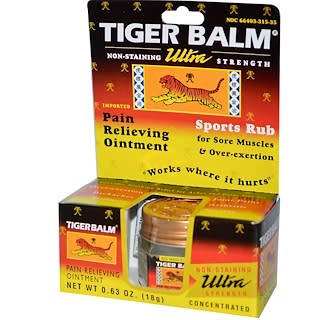 Tiger Balm, Ultra Strength Pain Relieving Ointment, Non-Staining, 0.63 oz (18 g)