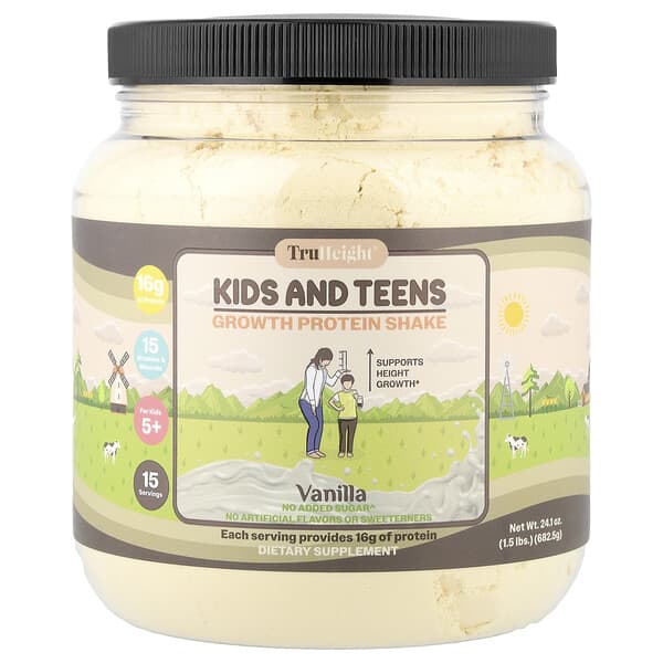 TruHeight Growth Protein Shake, For Kids 5+, Vanilla, 1.5 lbs (682.5 g)