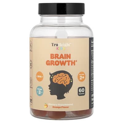 TruHeight, Kids, Brain Growth Gummies, For Kids 2+, Orange, 60 Gummies