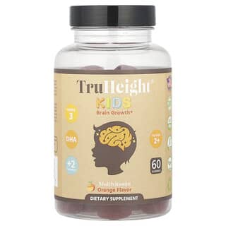 TruHeight, Kids, Gomas para Crescimento Cerebral, Para Crianças a Partir de 2 Anos, Laranja, 60 Gomas