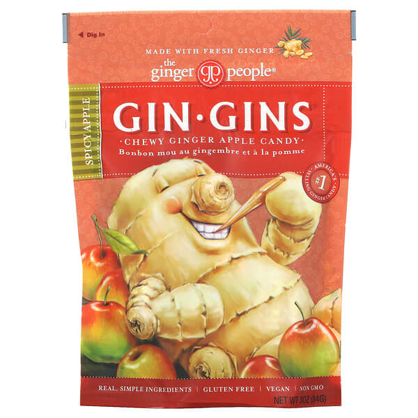 The Ginger People Gin·gins Chewy Ginger Apple Candy Spicy Apple 3 Oz 84 G 3409