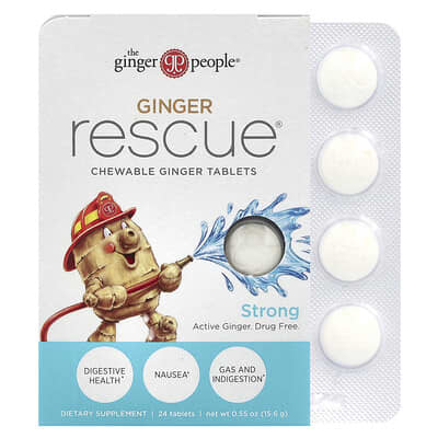 The Ginger People, Ginger Rescue, Chewable Ginger, Extra Strength, 24 Tablets