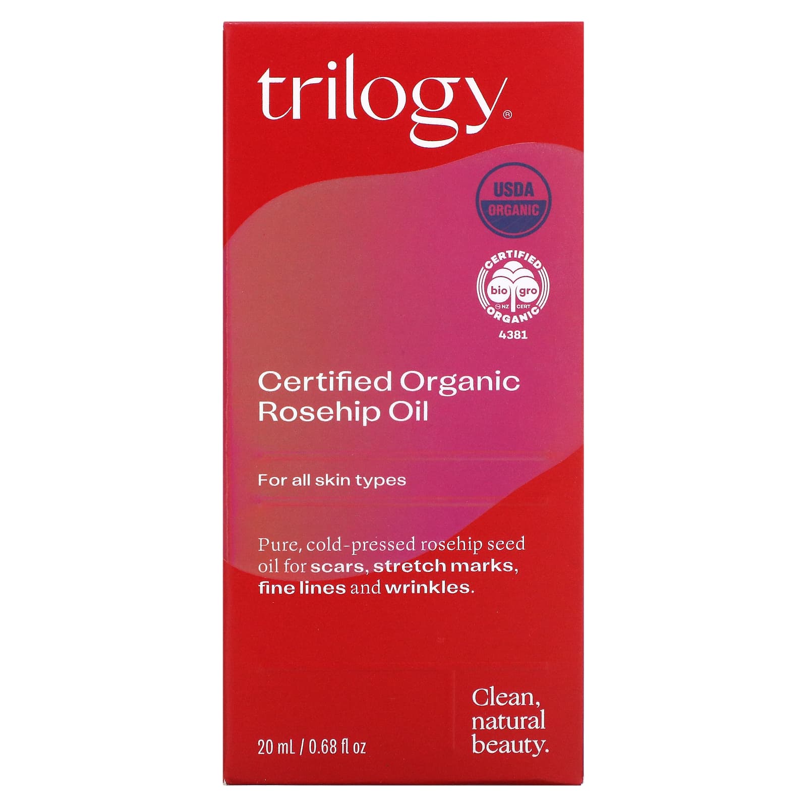 Trilogy, 認定オーガニックローズヒップオイル、20 ml（0.67 fl oz）