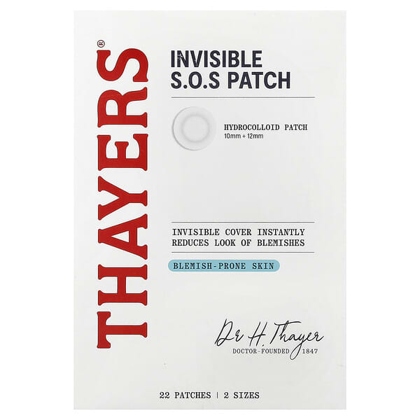 Thayers, 인비저블 SOS 패치, 여드름성 피부, 패치 22개
