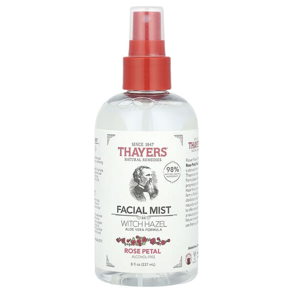 Thayers, 위치하젤 페이셜 미스트, 알코올 무함유, 로즈 페탈, 237ml(8fl oz)