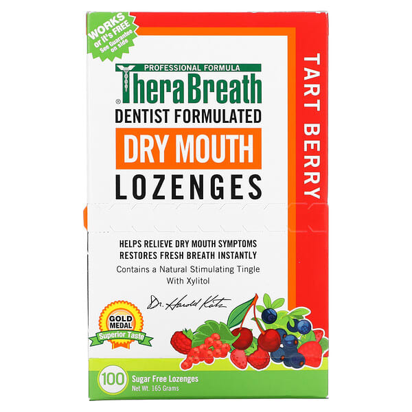 TheraBreath, Dry Mouth Lozenges、無糖、タルトベリー、個別包装ロゼンジ100個、