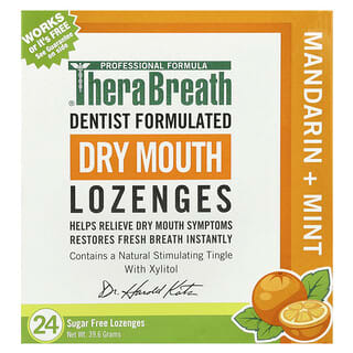 TheraBreath, Dry Mouth Lozenges, Mandarin + Mint, 24 Sugar Free Lozenges