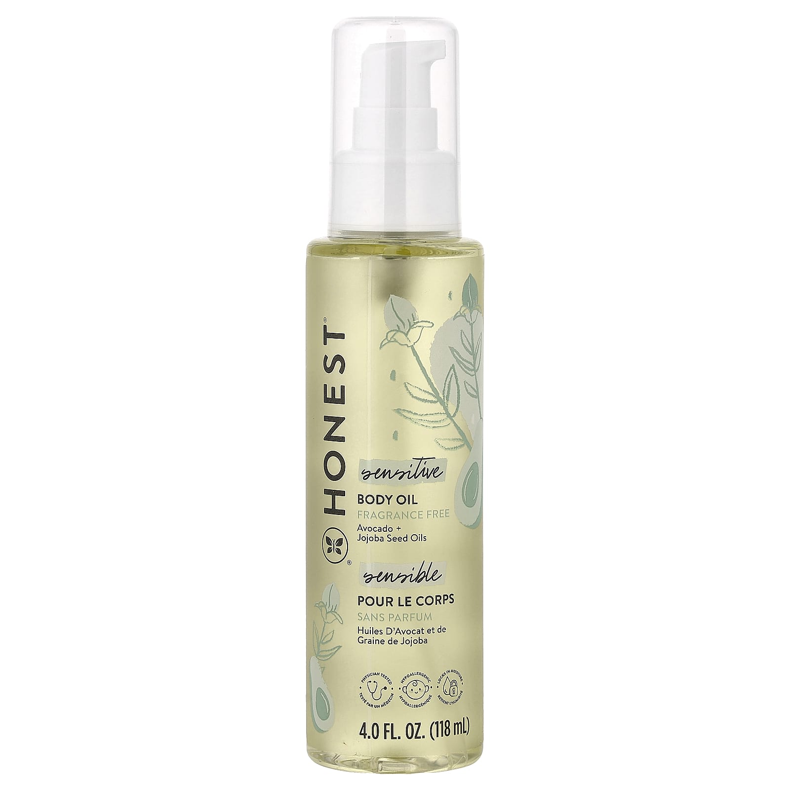 Sensitive Body Oil, Fragrance Free, 4 fl oz (118 ml)