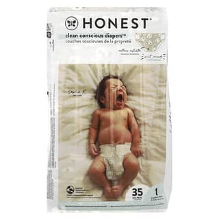 The Honest Company, Clean Conscious Diapers™, 사이즈 1, 8~14lbs, 판다, 기저귀 35개