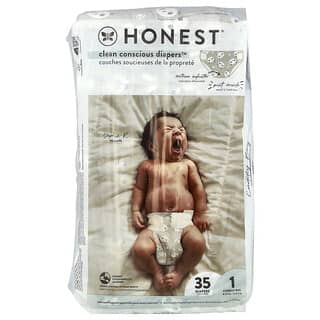 The Honest Company, Clean Conscious Diapers™, підгузки, розмір 1, 4–6,5 кг (8–14 фунтів), панди, 35 шт.