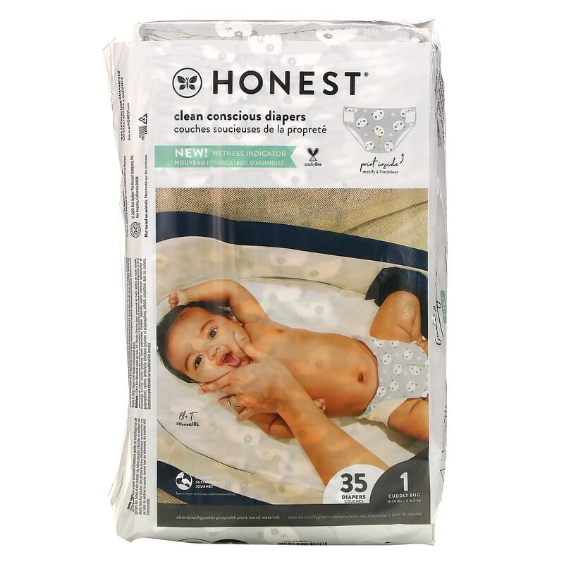 Honest（オネスト）おむつ、サイズ1、8～14ポンド（3.6～6.4kg 