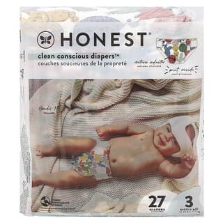 The Honest Company, Honest 기저귀, 사이즈 3, 16~28파운드, 선인장 무늬, 27개입