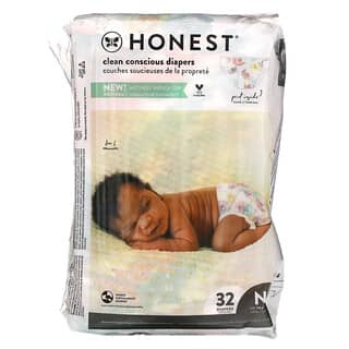 The Honest Company, Honest 尿片，新生兒，低於 10 磅，玫瑰花，32 片