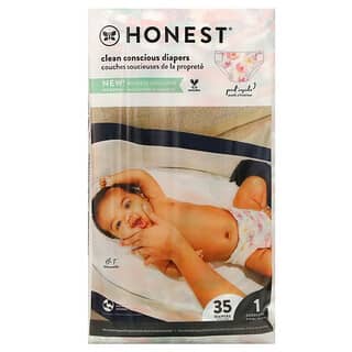 The Honest Company, Honest（オネスト）おむつ、サイズ1、8～14ポンド（3.6～6.4kg）、ローズブロッサム、35枚
